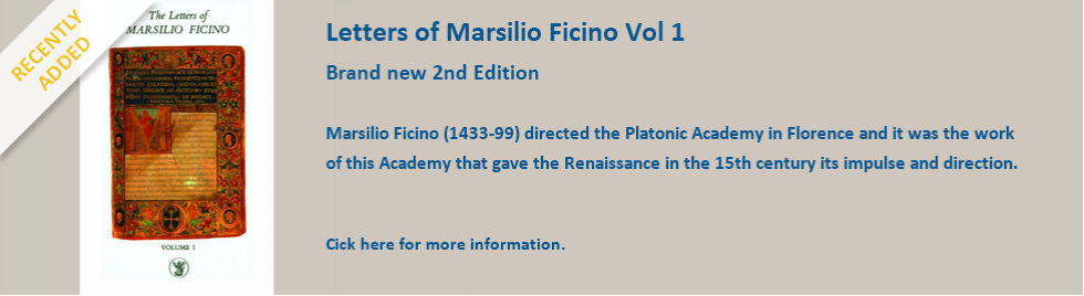 Letters of Marsilio Ficino Vol 1 - Brand new 2nd Edition 